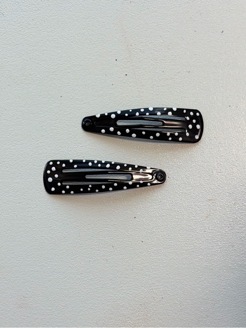 Black Polka Dot Snap Hair Clips - Set of 2